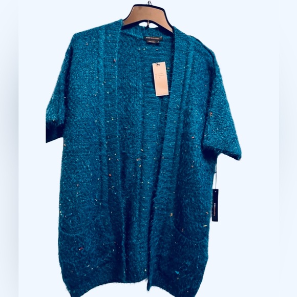 BCBGMAXAZRIA CARDIGAN CHUNKY CONFETTI KNIT SWEATER OPEN FRONT BLUE COLOR SIZE M - Picture 9 of 14